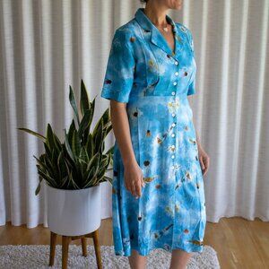 RARE Rachel Antonoff Peri Midi Shirt Dress in Pool Party Print